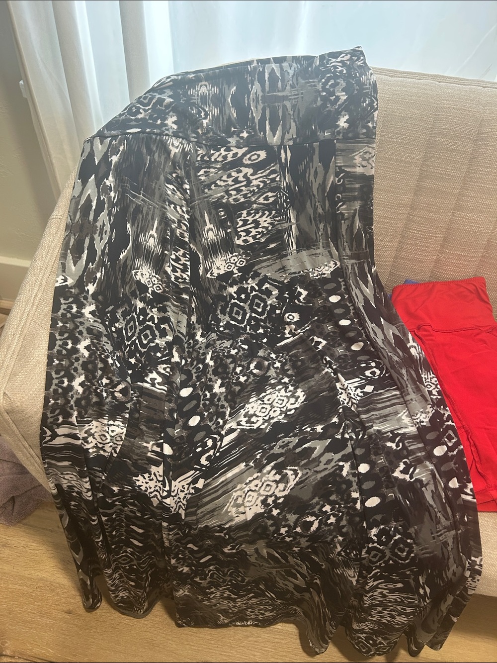 Honey and Lace Black and White Abstract Maxi Skirt
